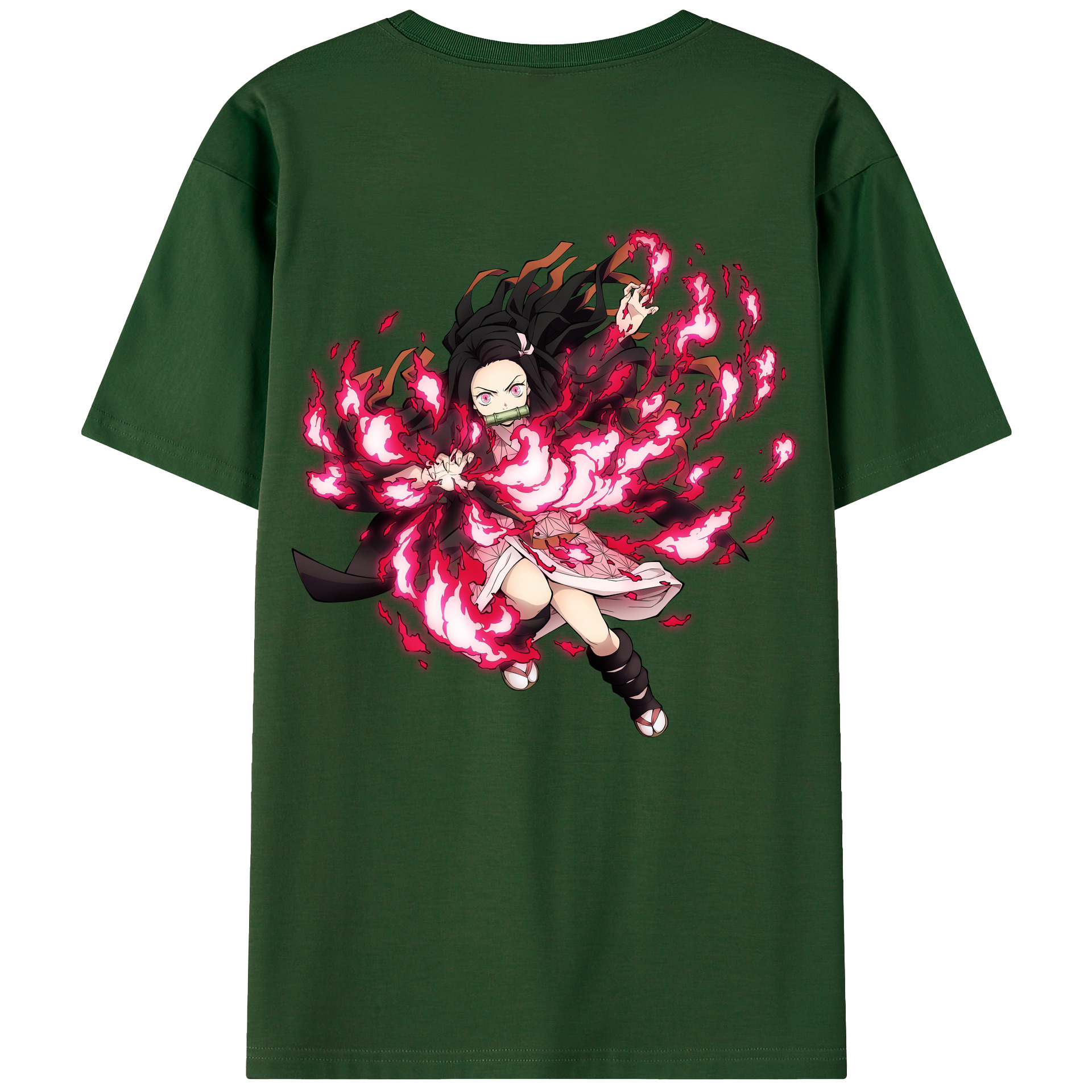 （画像用） 鬼滅の刃（きめつのやいば）竈門 禰󠄀豆子／かまど ねずこ Kamado Nezuko 綿100％半袖Tシャツ（背面プリント）